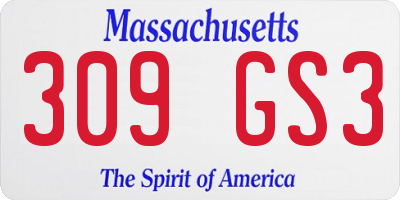 MA license plate 309GS3