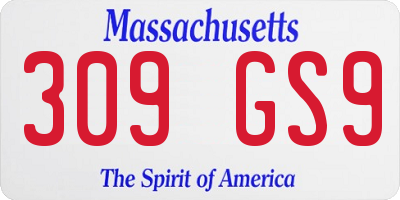 MA license plate 309GS9