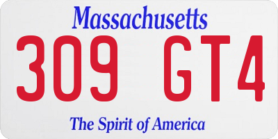 MA license plate 309GT4