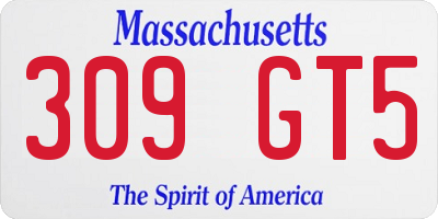 MA license plate 309GT5
