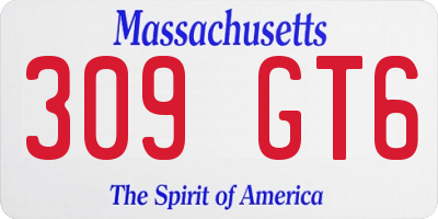 MA license plate 309GT6