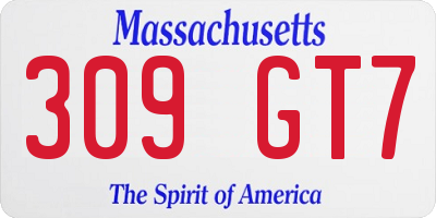 MA license plate 309GT7