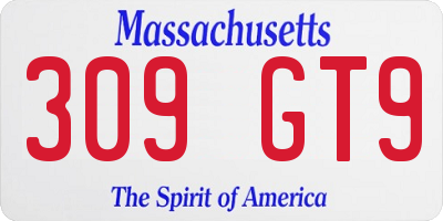 MA license plate 309GT9