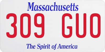 MA license plate 309GU0
