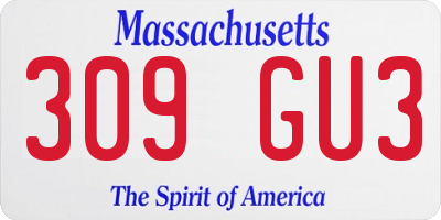 MA license plate 309GU3