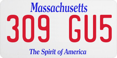 MA license plate 309GU5