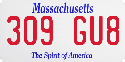 MA license plate 309GU8