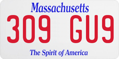 MA license plate 309GU9