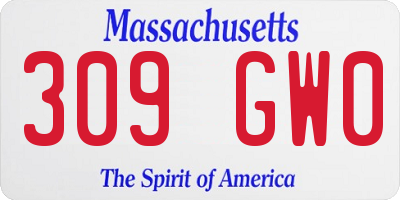 MA license plate 309GW0