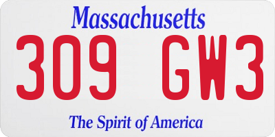 MA license plate 309GW3