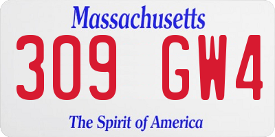 MA license plate 309GW4