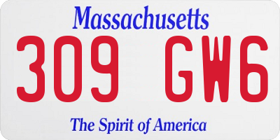 MA license plate 309GW6