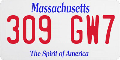 MA license plate 309GW7