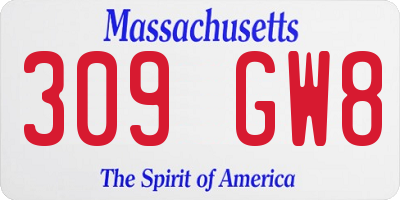 MA license plate 309GW8