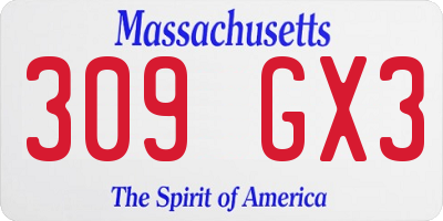 MA license plate 309GX3