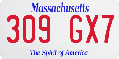 MA license plate 309GX7