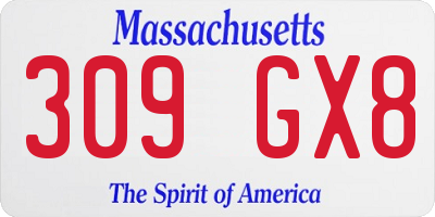 MA license plate 309GX8