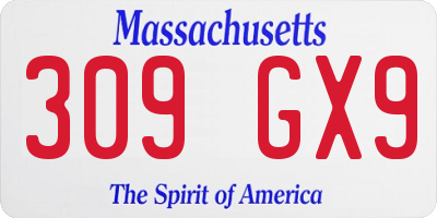 MA license plate 309GX9