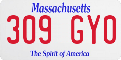 MA license plate 309GY0