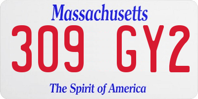 MA license plate 309GY2
