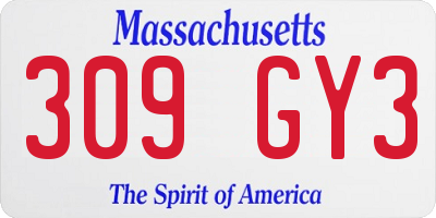 MA license plate 309GY3