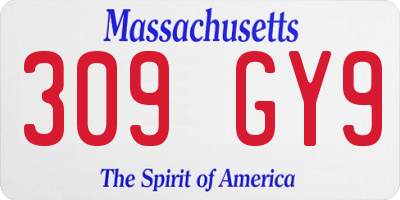MA license plate 309GY9