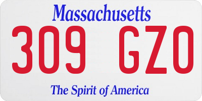 MA license plate 309GZ0