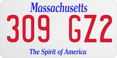 MA license plate 309GZ2