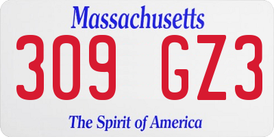 MA license plate 309GZ3