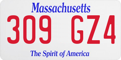 MA license plate 309GZ4
