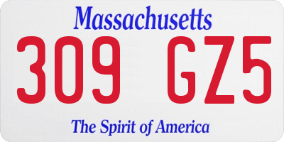 MA license plate 309GZ5