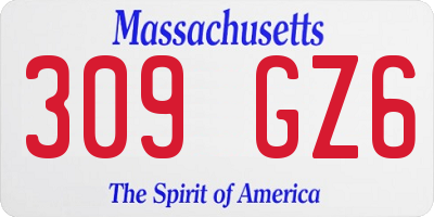 MA license plate 309GZ6