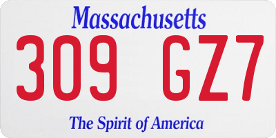 MA license plate 309GZ7