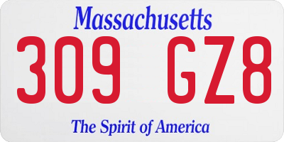 MA license plate 309GZ8