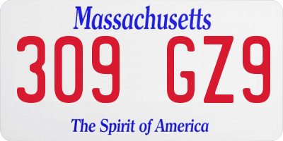 MA license plate 309GZ9