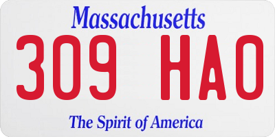 MA license plate 309HA0