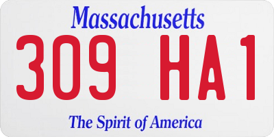 MA license plate 309HA1