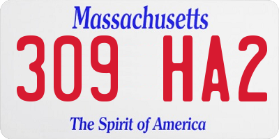 MA license plate 309HA2
