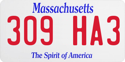 MA license plate 309HA3