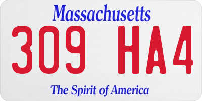 MA license plate 309HA4