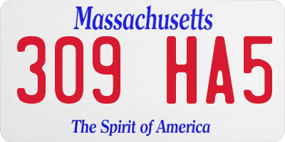 MA license plate 309HA5