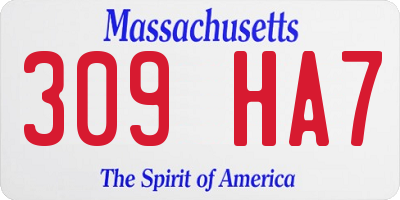 MA license plate 309HA7