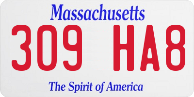 MA license plate 309HA8