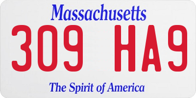 MA license plate 309HA9