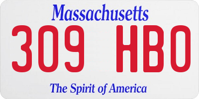 MA license plate 309HB0