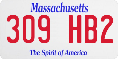 MA license plate 309HB2