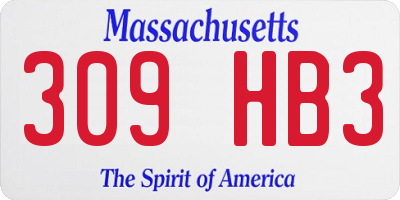 MA license plate 309HB3