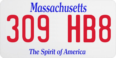 MA license plate 309HB8