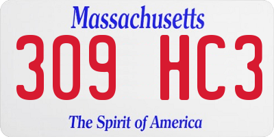 MA license plate 309HC3