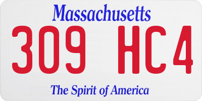 MA license plate 309HC4